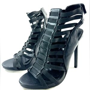 Forever Shoes Black Stiletto Heels Viviana Strap Back Size 7